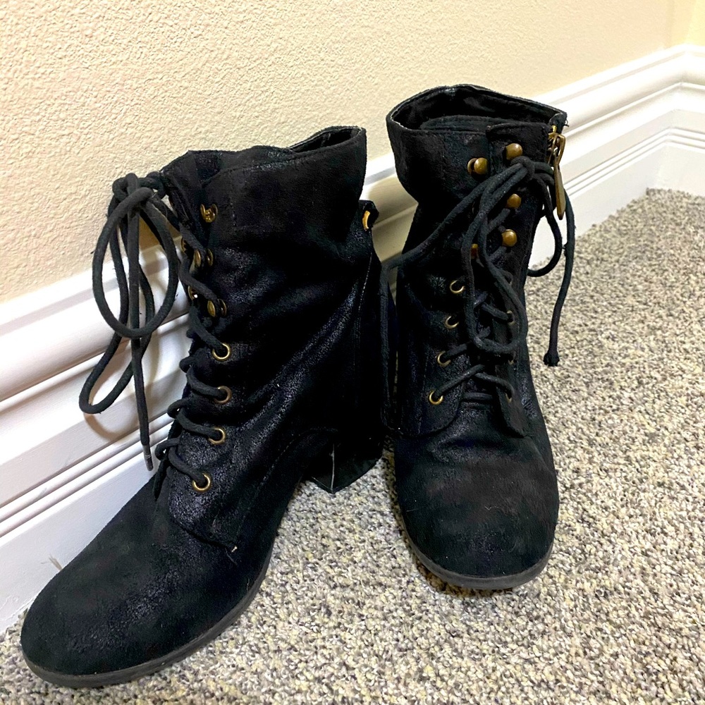 Heeled lace up booties